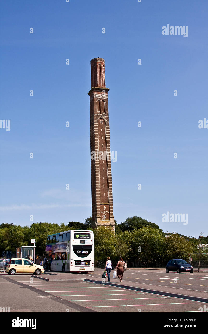 Shoppers boarding the National Express Bus at the Lochee Cox`s Stack in Dundee, UK Stock Photo